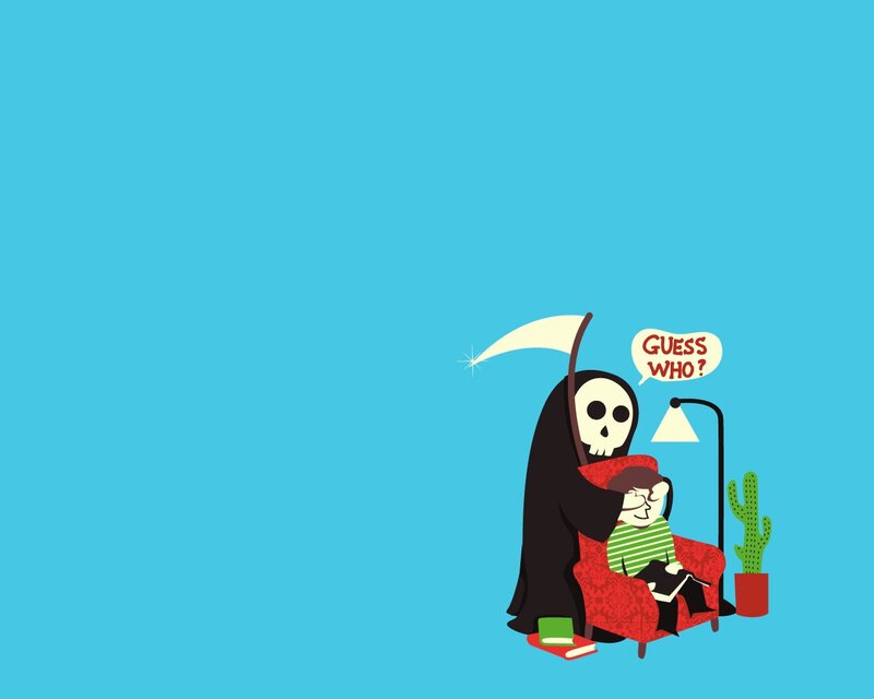 Grim Reaper reading with child
