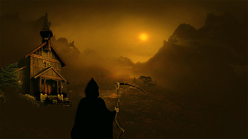 Grim Reaper Silhouette — Brown