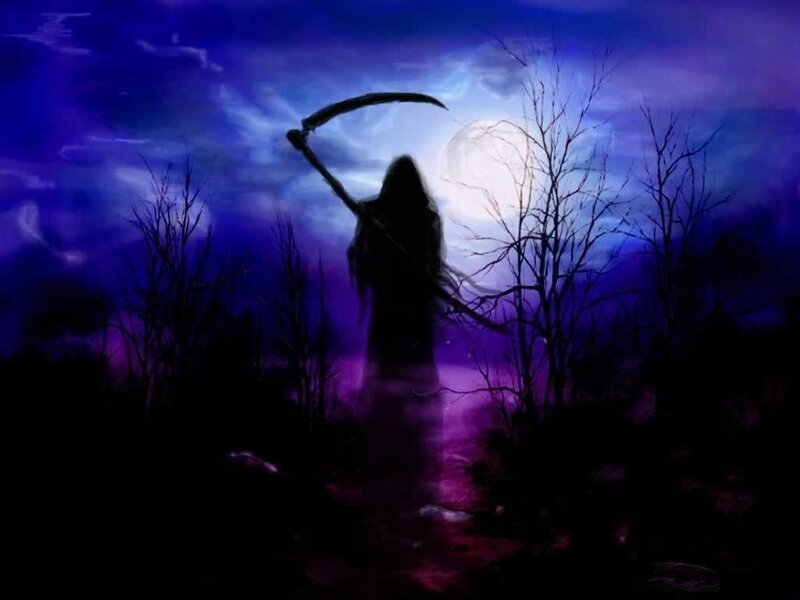 Grim Reaper Silhouette — Purple, Dark, Eerie
