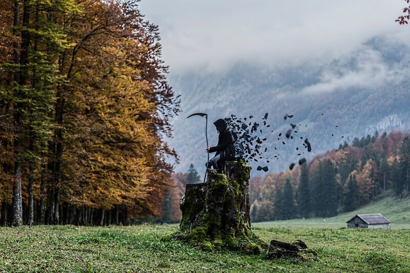 Grim Reaper Statue — Green, Dramatic