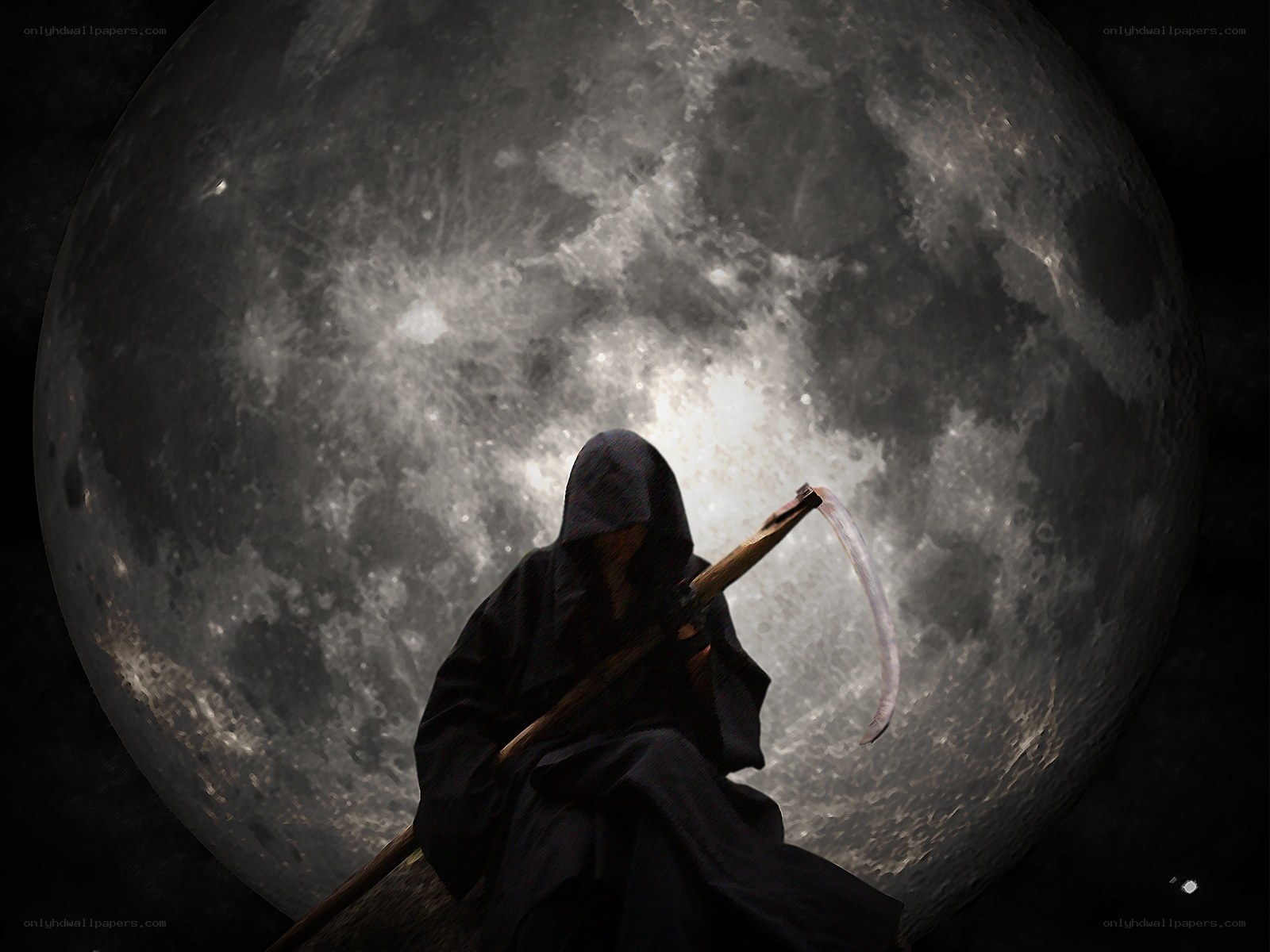 Grim Reaper under full moon