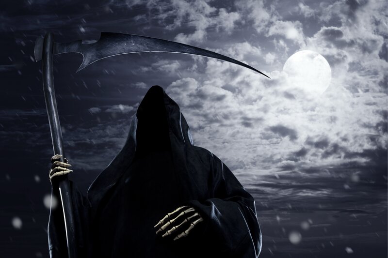 Grim reaper under moonlight