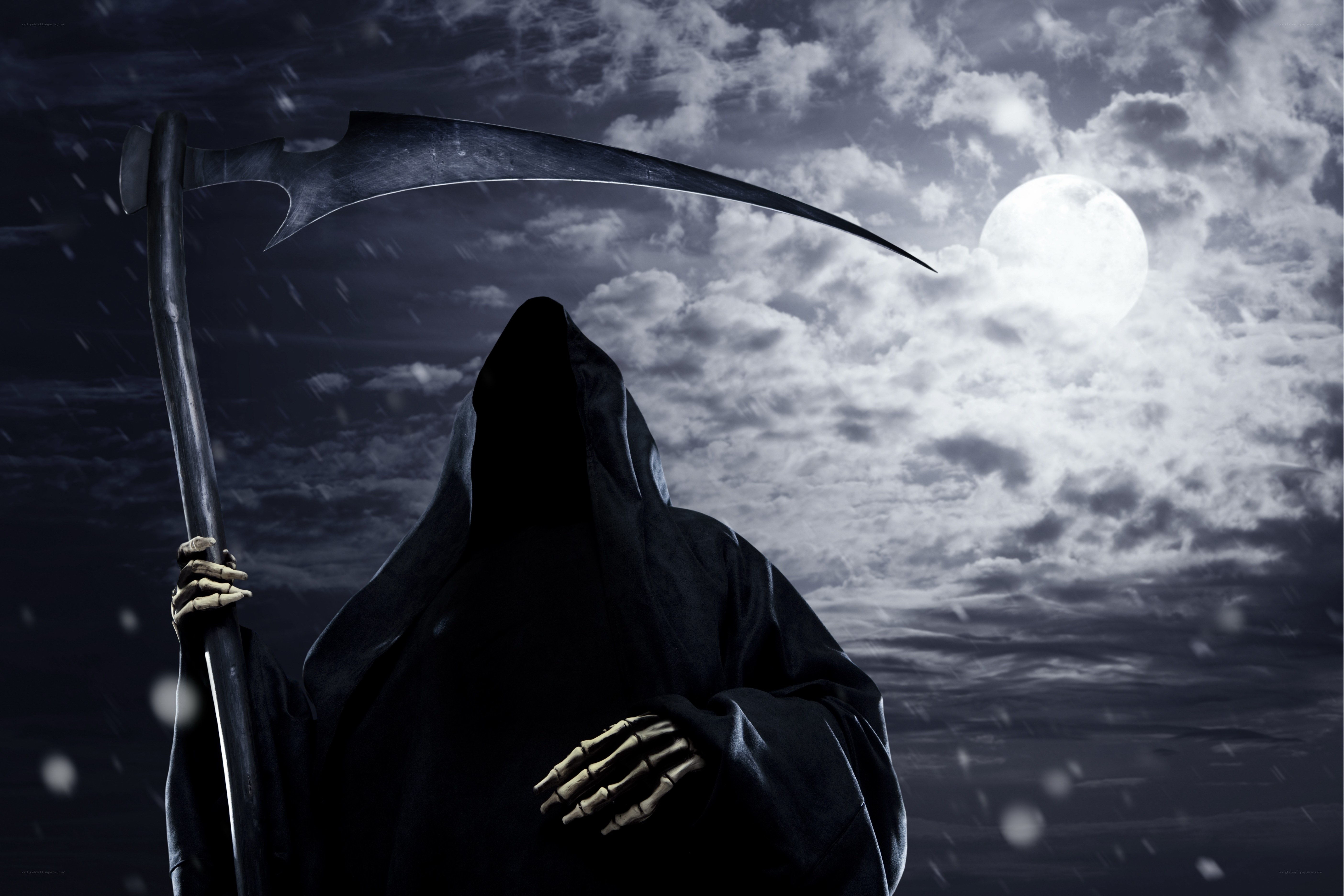 Grim reaper under moonlight