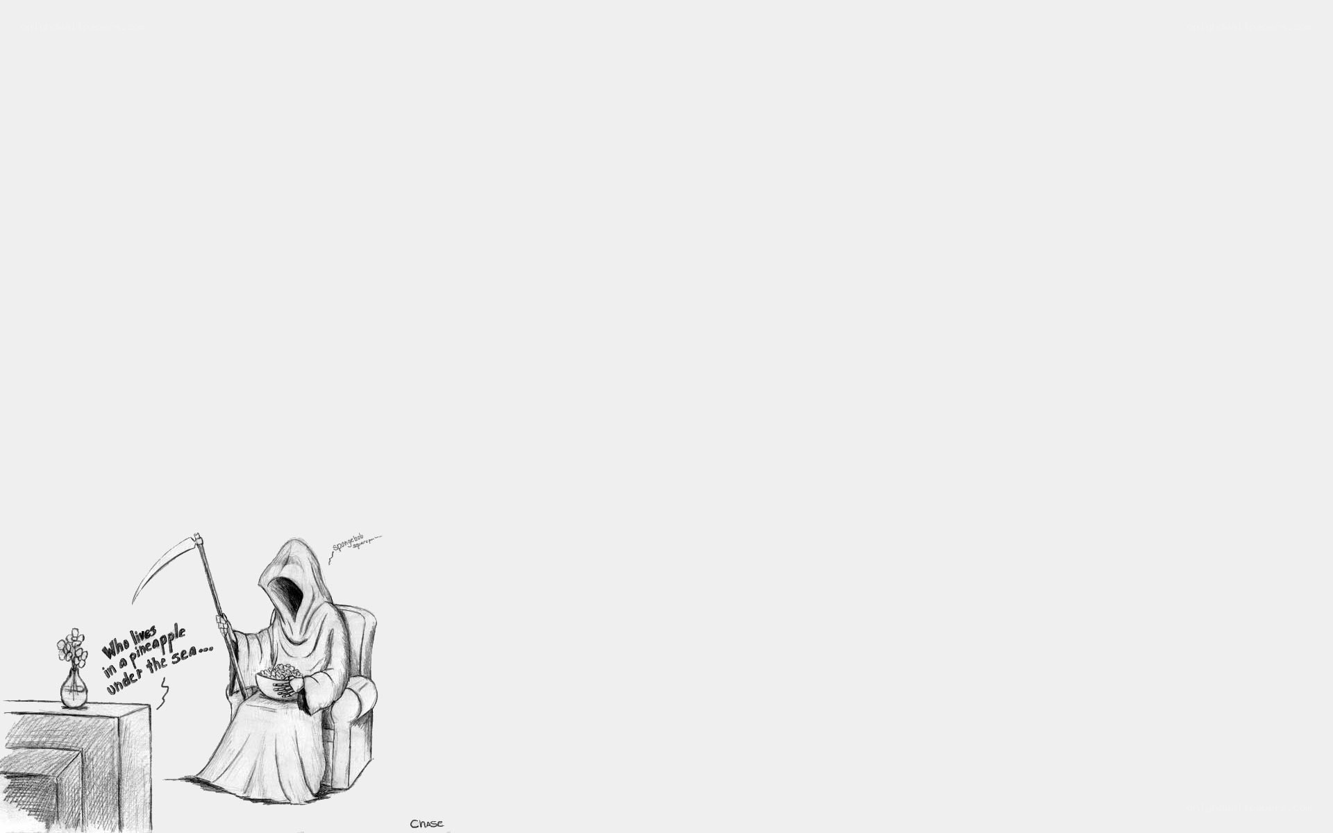 grim reaper watching tv