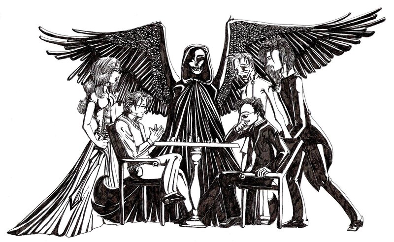 Grim reaper with angels