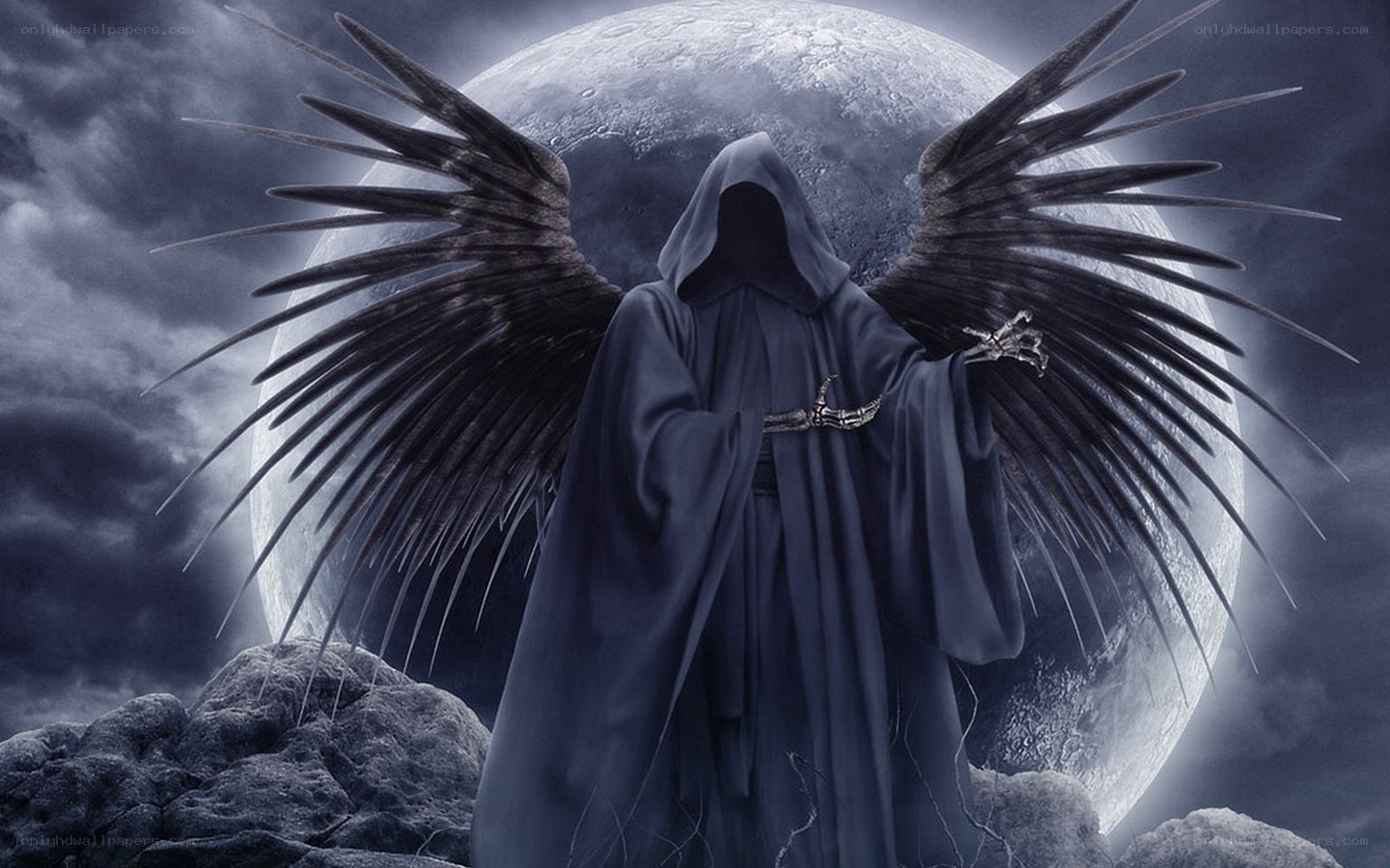 Grim reaper with black wings