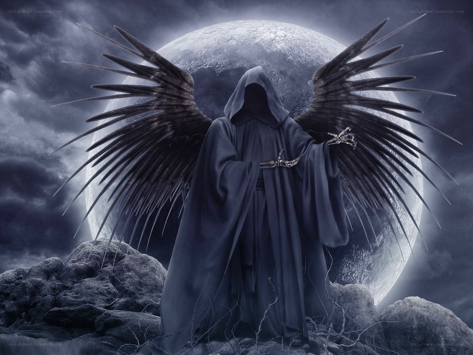 Grim reaper with black wings