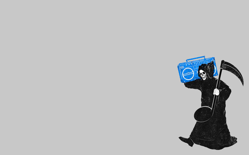 Grim Reaper with boombox