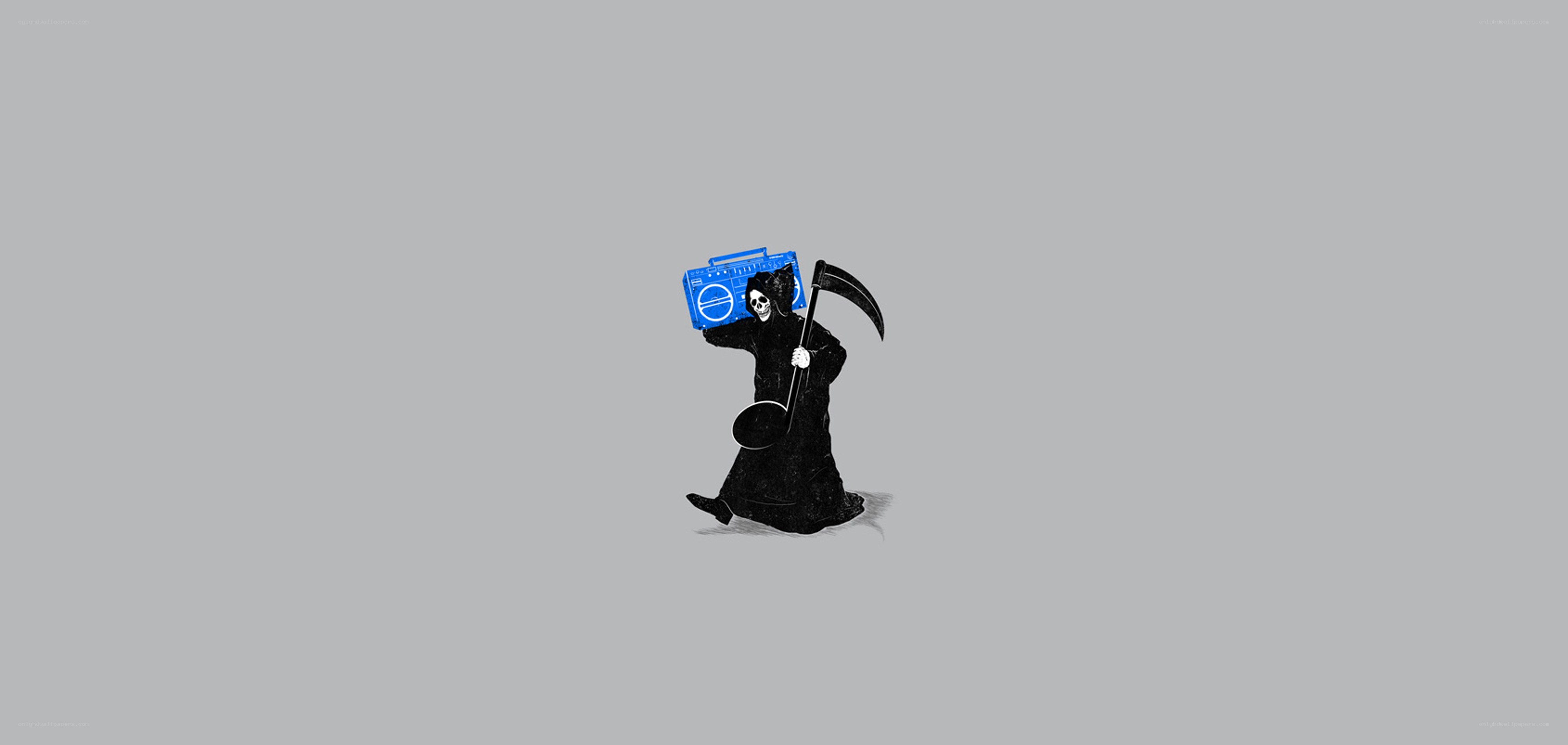 Grim reaper with boombox