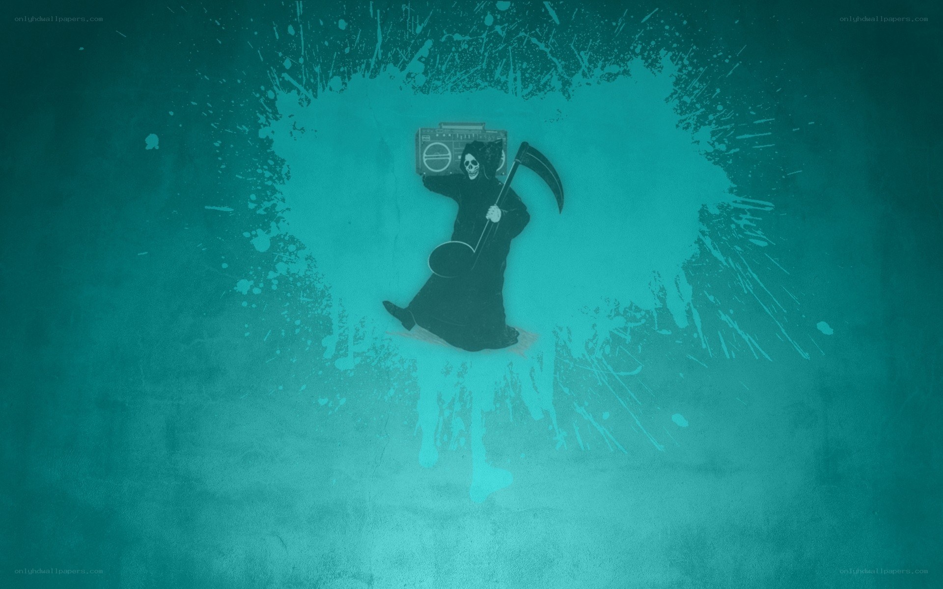 Grim reaper with boombox