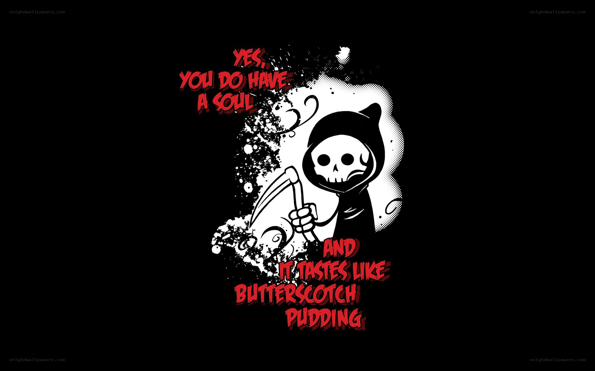 grim reaper with butterscotch pudding
