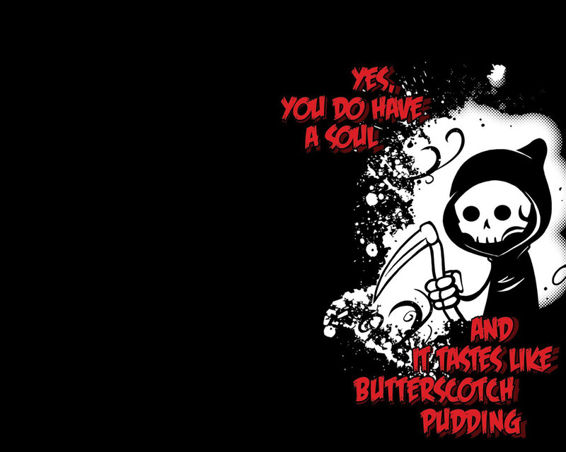 grim reaper with butterscotch pudding