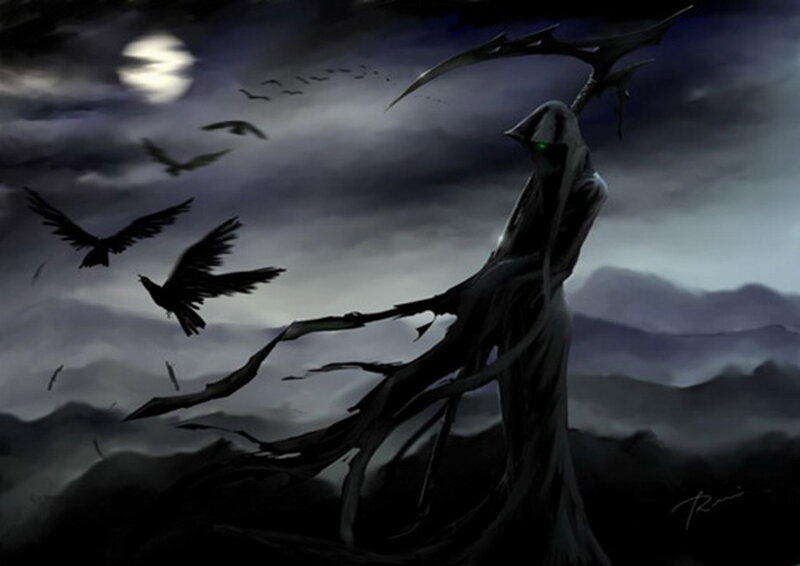 Grim reaper with crows