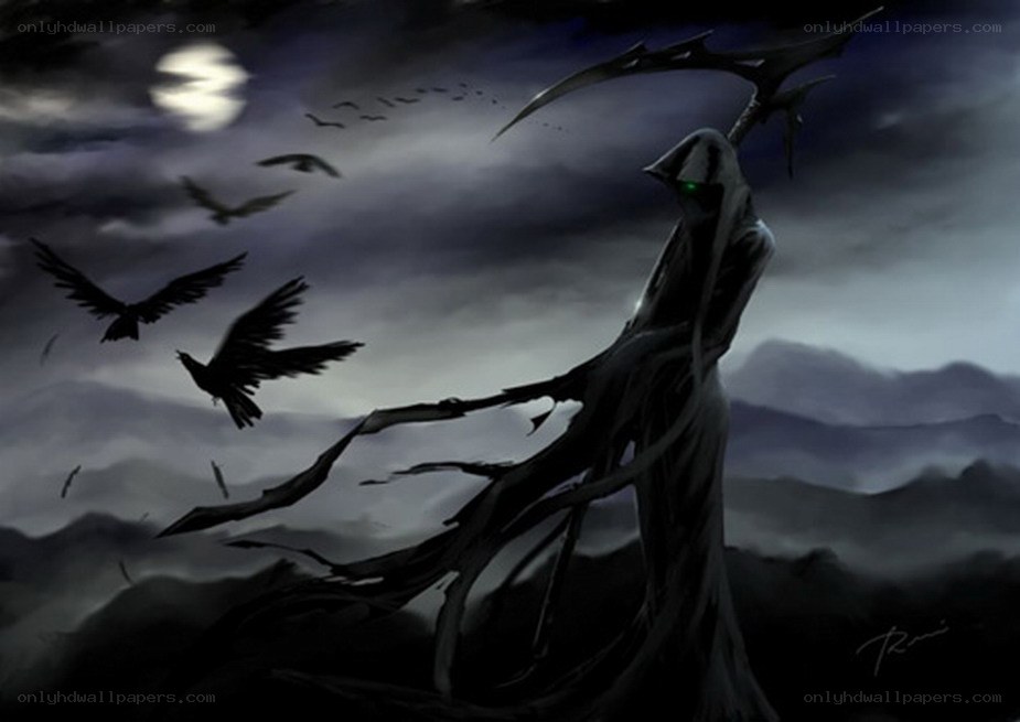 Grim reaper with crows