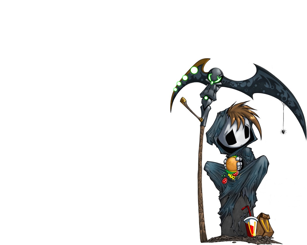 grim reaper with fast food