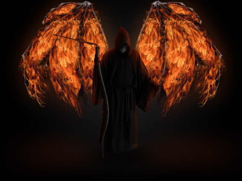 Grim Reaper with Flaming Wings