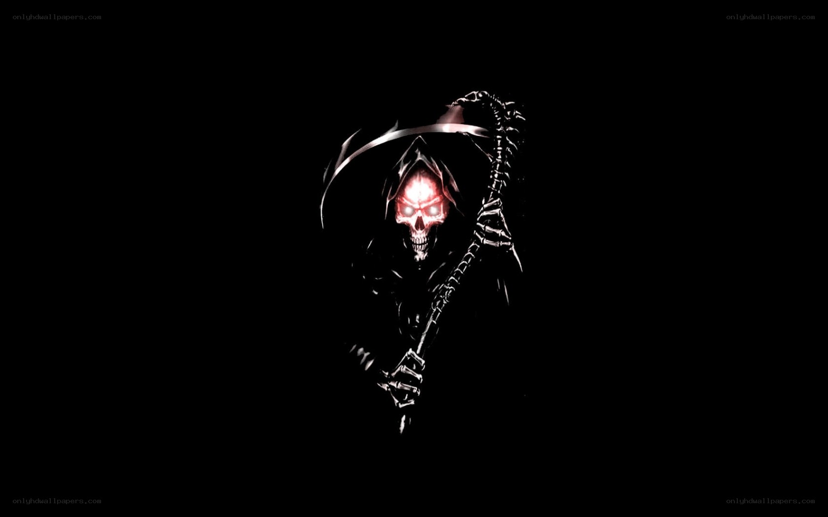 Grim reaper with glowing skull