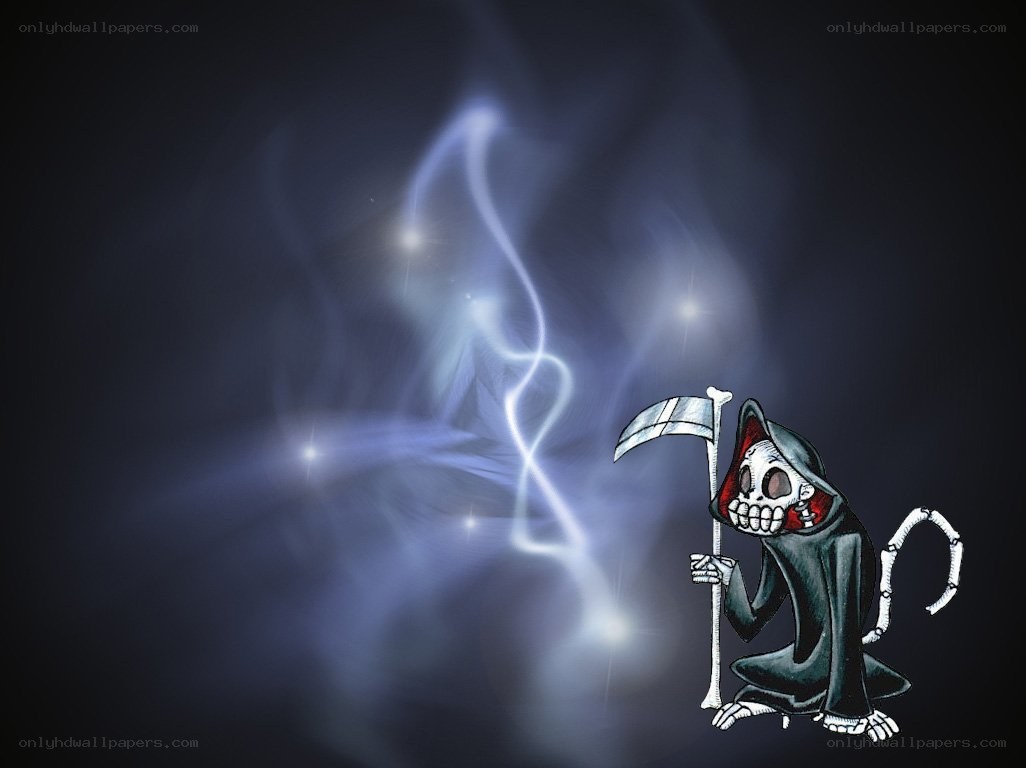 grim reaper with glowing spirit
