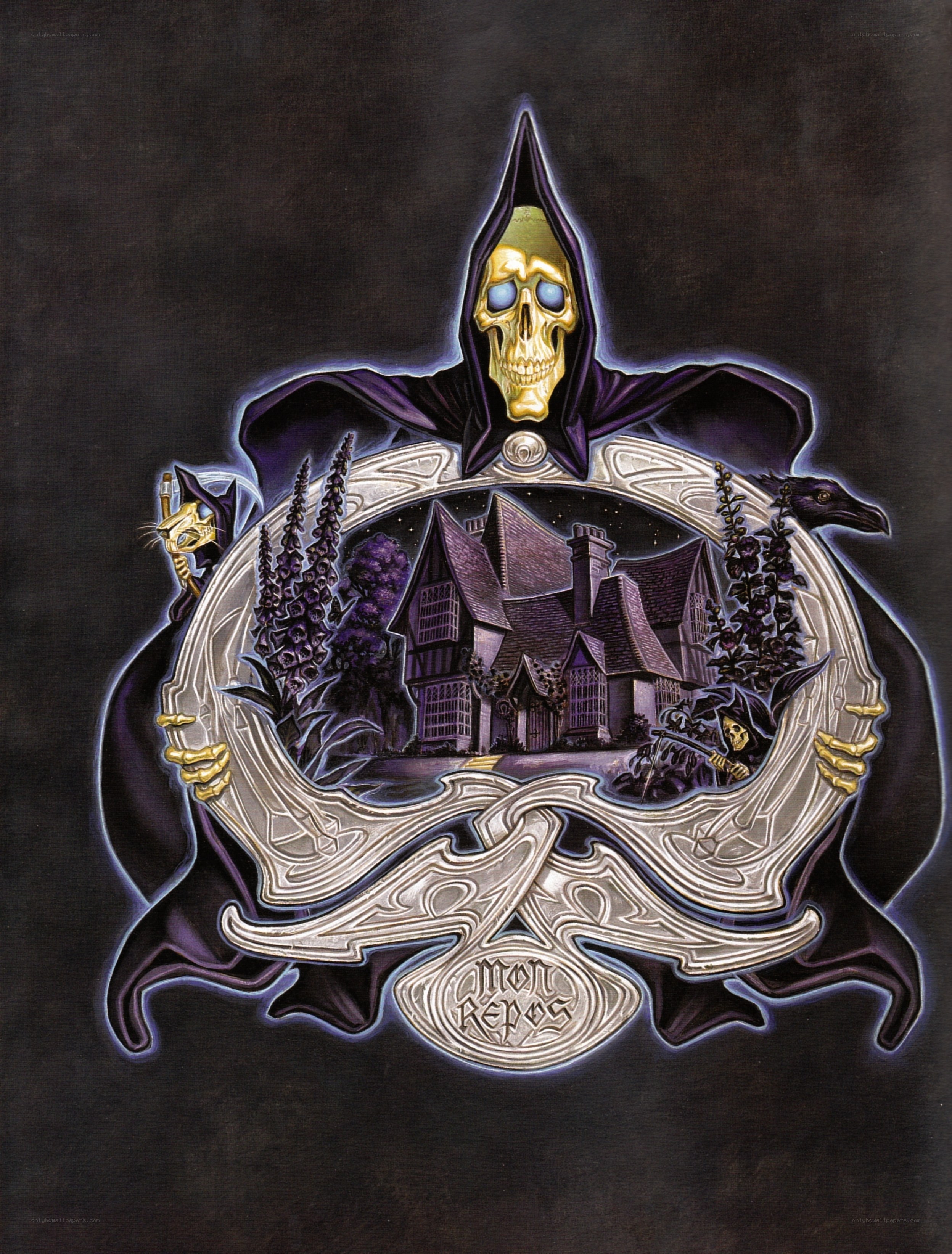 Grim Reaper with haunted house