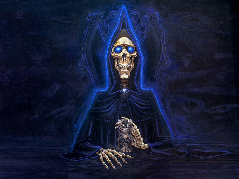 Grim Reaper with kitten