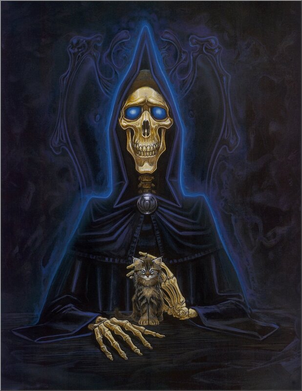 Grim Reaper with kitten