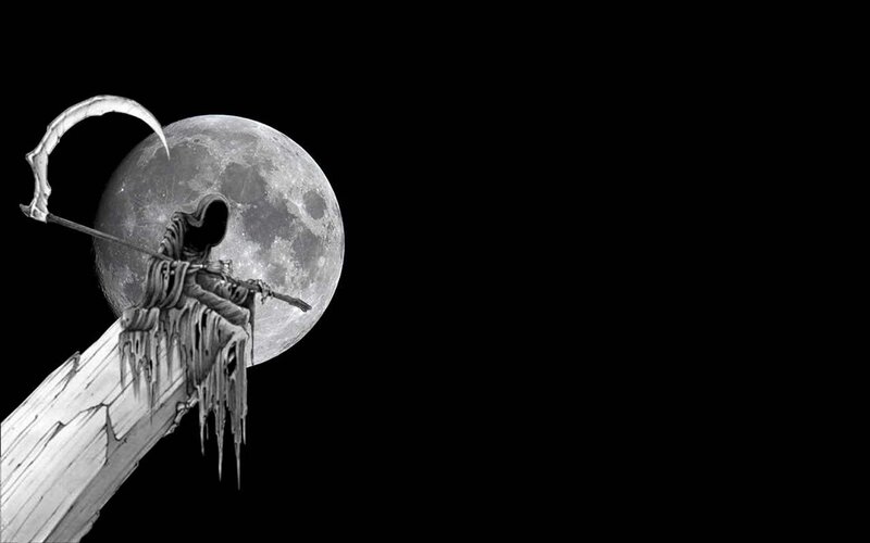 Grim Reaper with Scythe — Black, Dark, Night, Digital Art