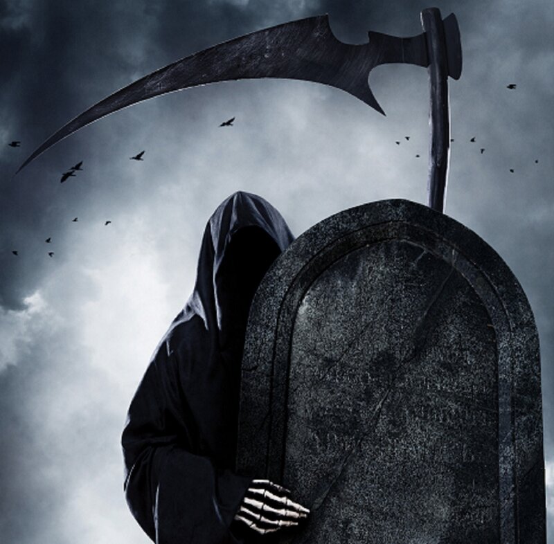 Grim Reaper with Scythe — Black, Dramatic, Digital Art