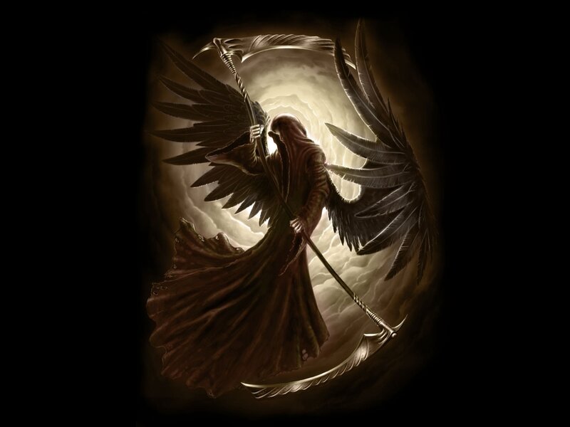 Grim Reaper with Scythe — Black, Dramatic, Night, Digital Art