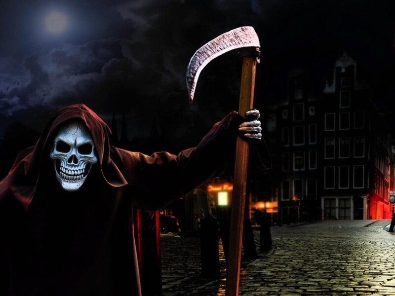 Grim Reaper with Scythe — Black, Dramatic, Night