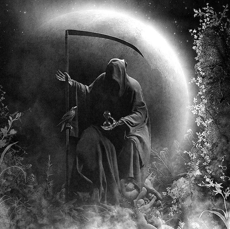 Grim Reaper with Scythe — Black
