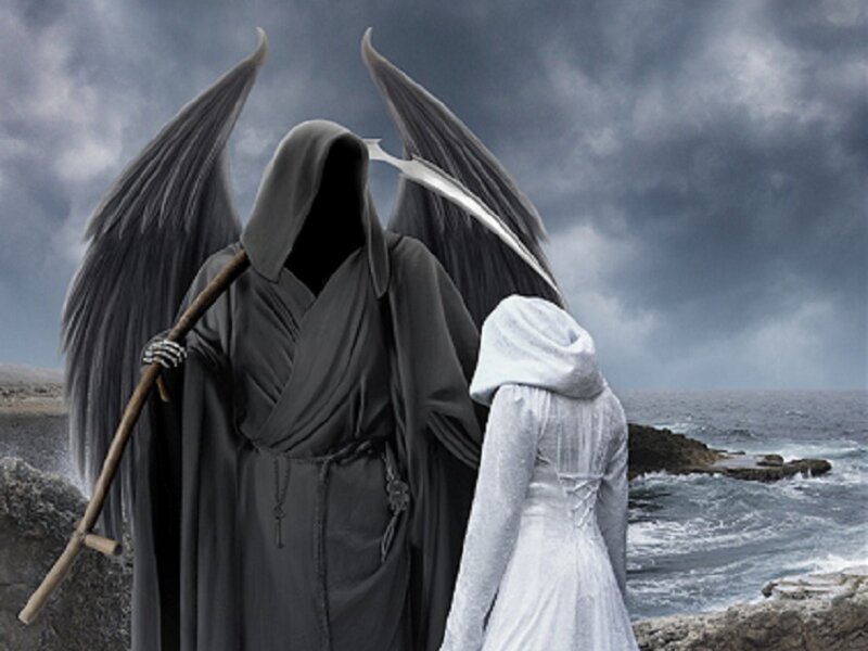 Grim Reaper with Wings — Gray