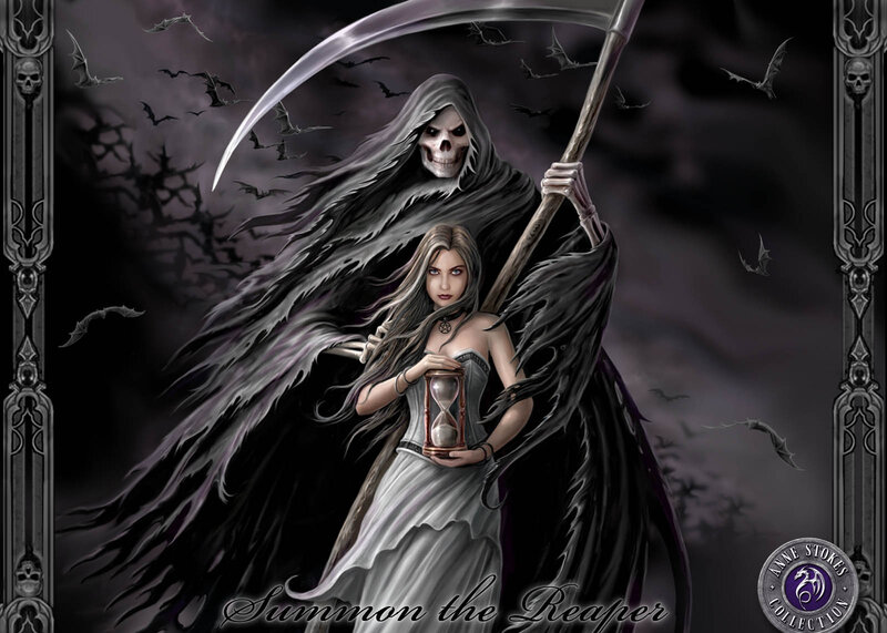 Grim Reaper with Woman — Black, Dark, Dramatic