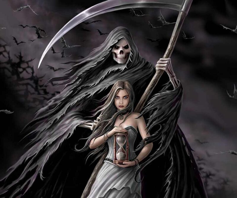 Grim Reaper with Woman — Black, Dark