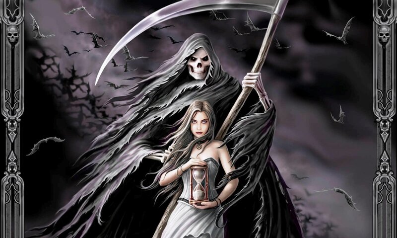Grim Reaper with Woman — Black