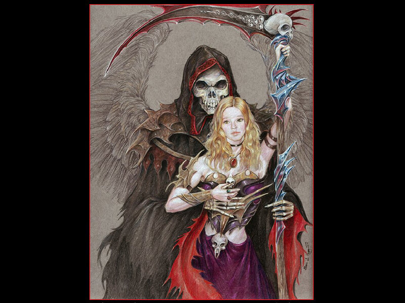 Grim Reaper with Woman — Purple