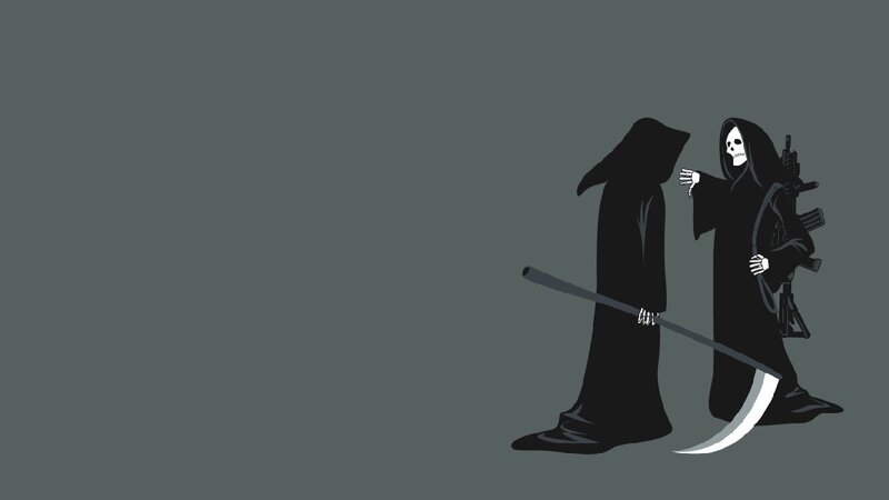 grim reapers with weapons