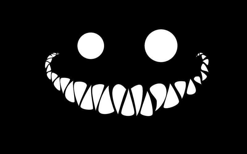 Grinning Face with Sharp Teeth — Black, Creepy