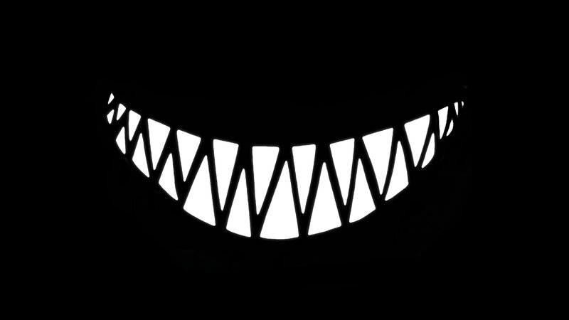 Grinning Mouth with Sharp Teeth — Black, Menacing, Vector Art