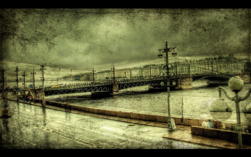 gritty city bridge scene