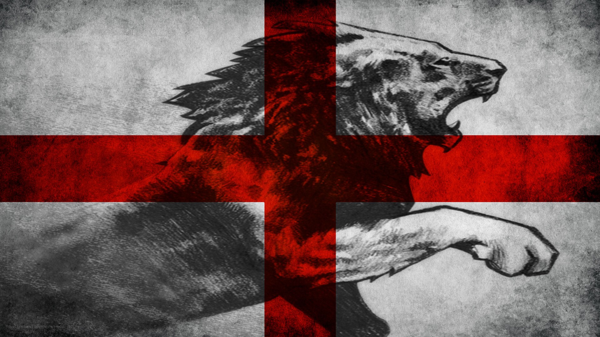 gritty lion on red cross