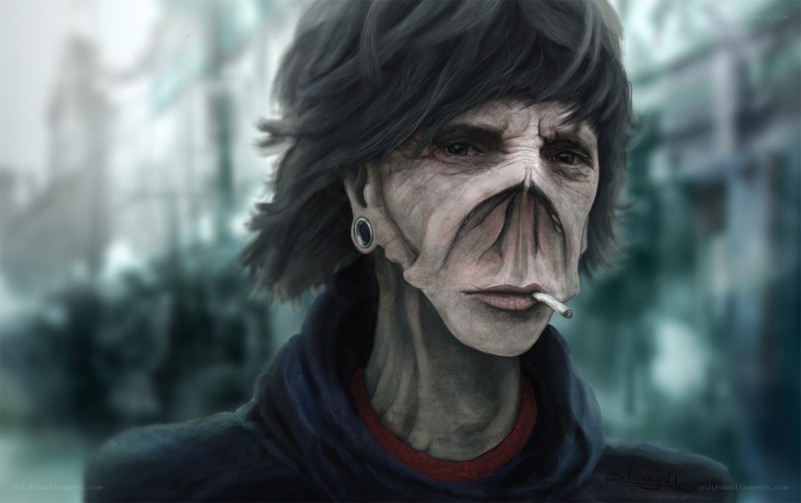 gritty urban character portrait