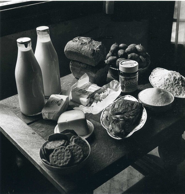 Groceries on a wooden table