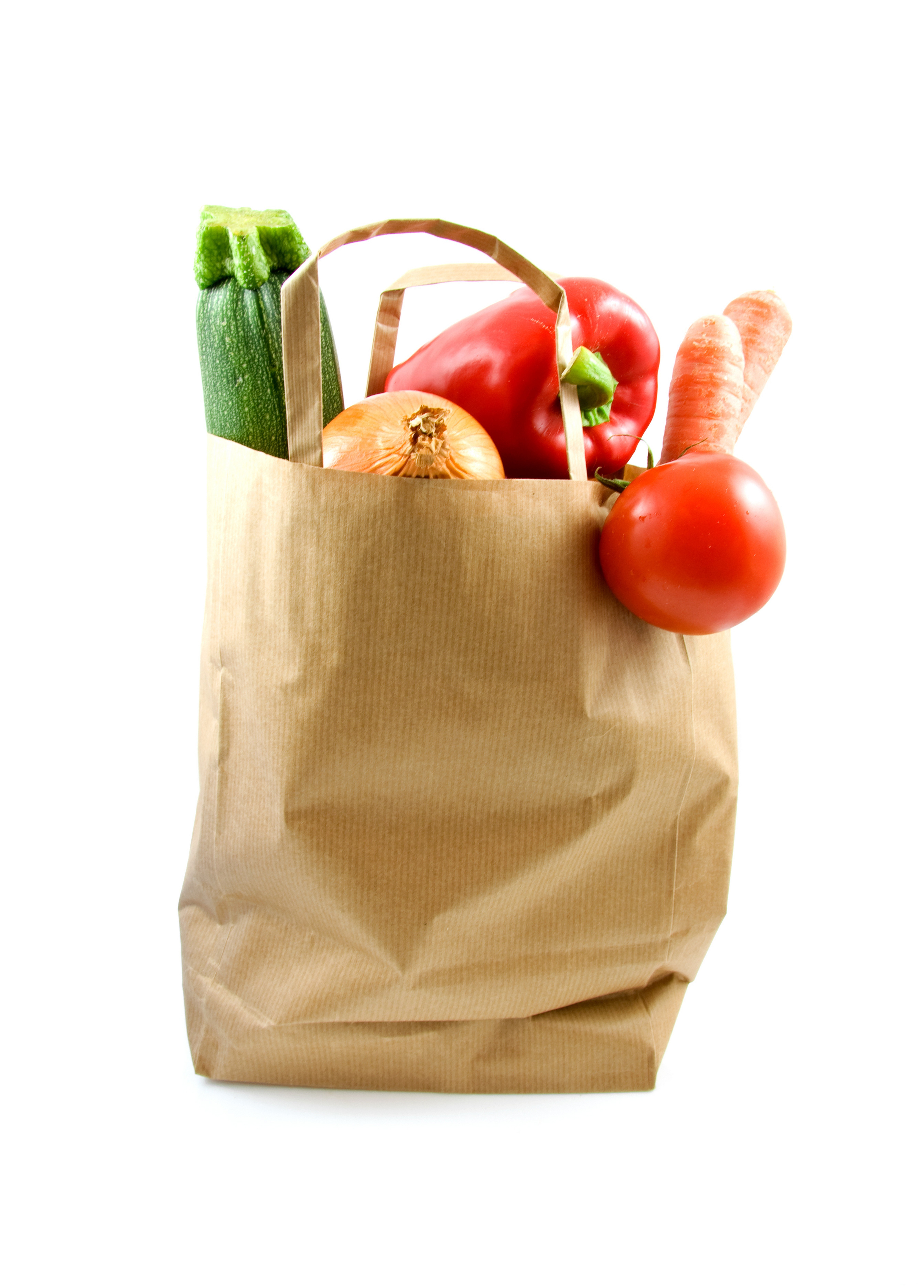 grocery bag with vegetables