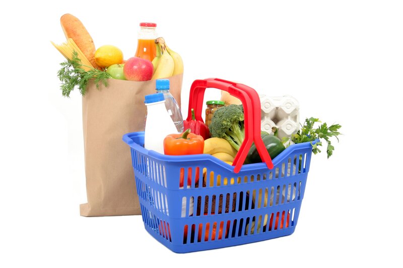 Grocery shopping basket and bag