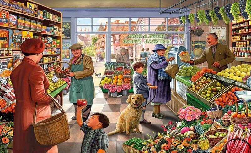 Grocery Store Interior — Green