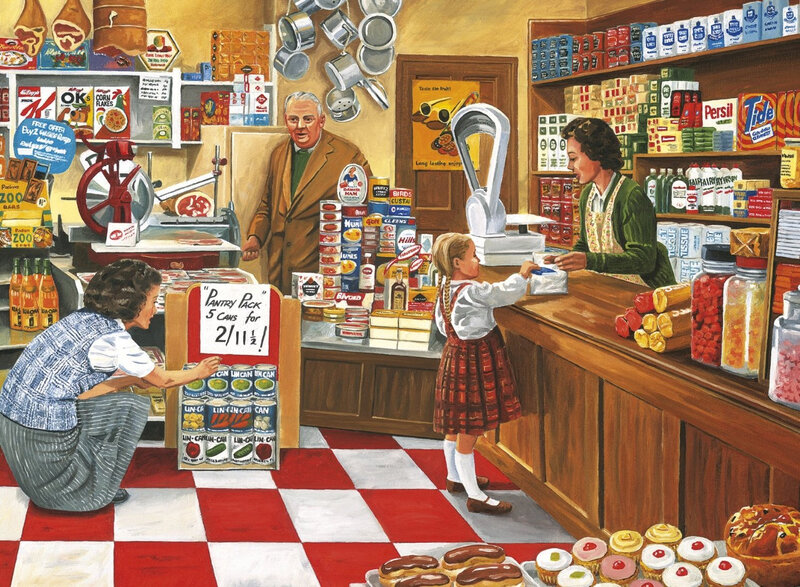 Grocery Store Interior — Red