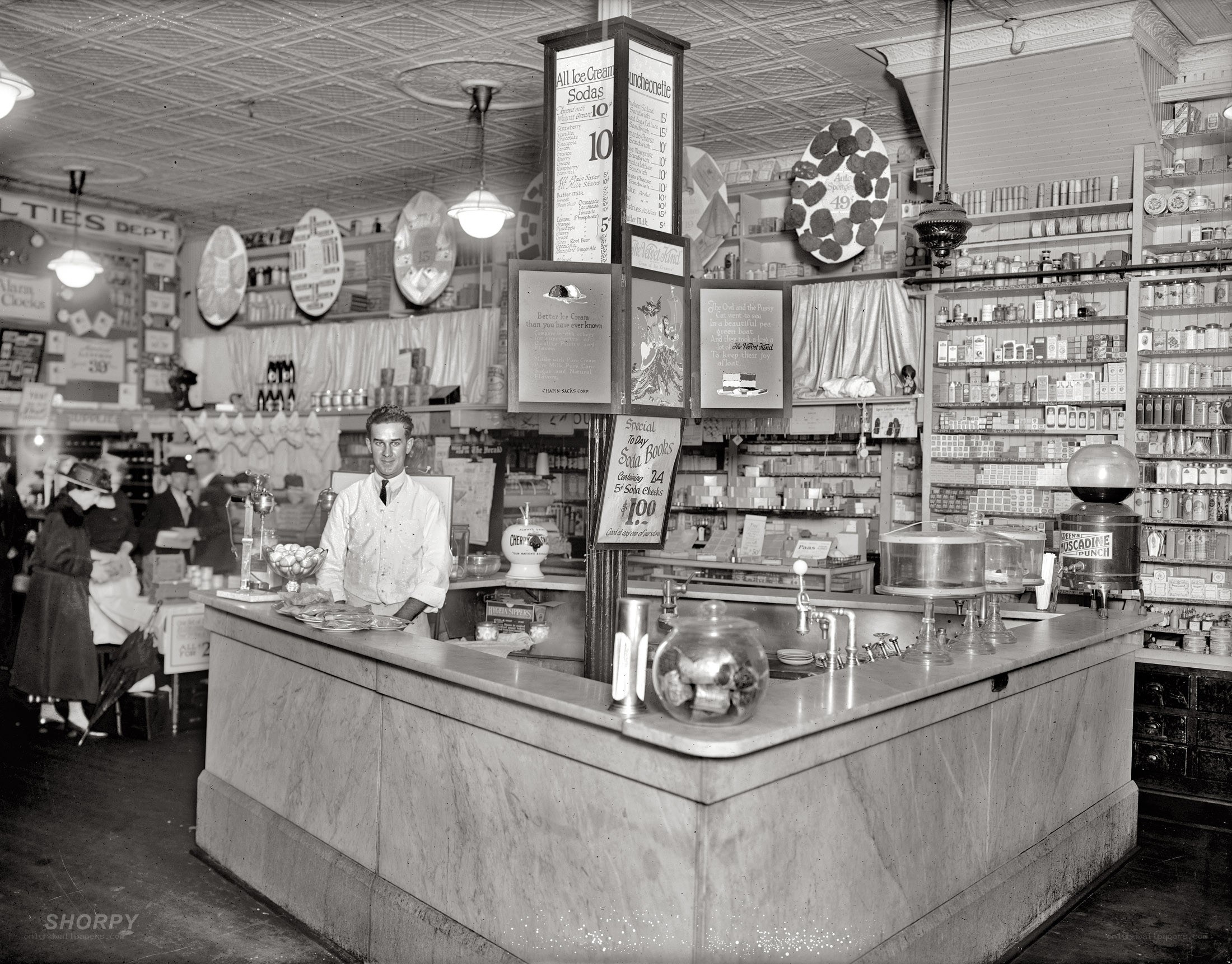 Grocery store interior with counter