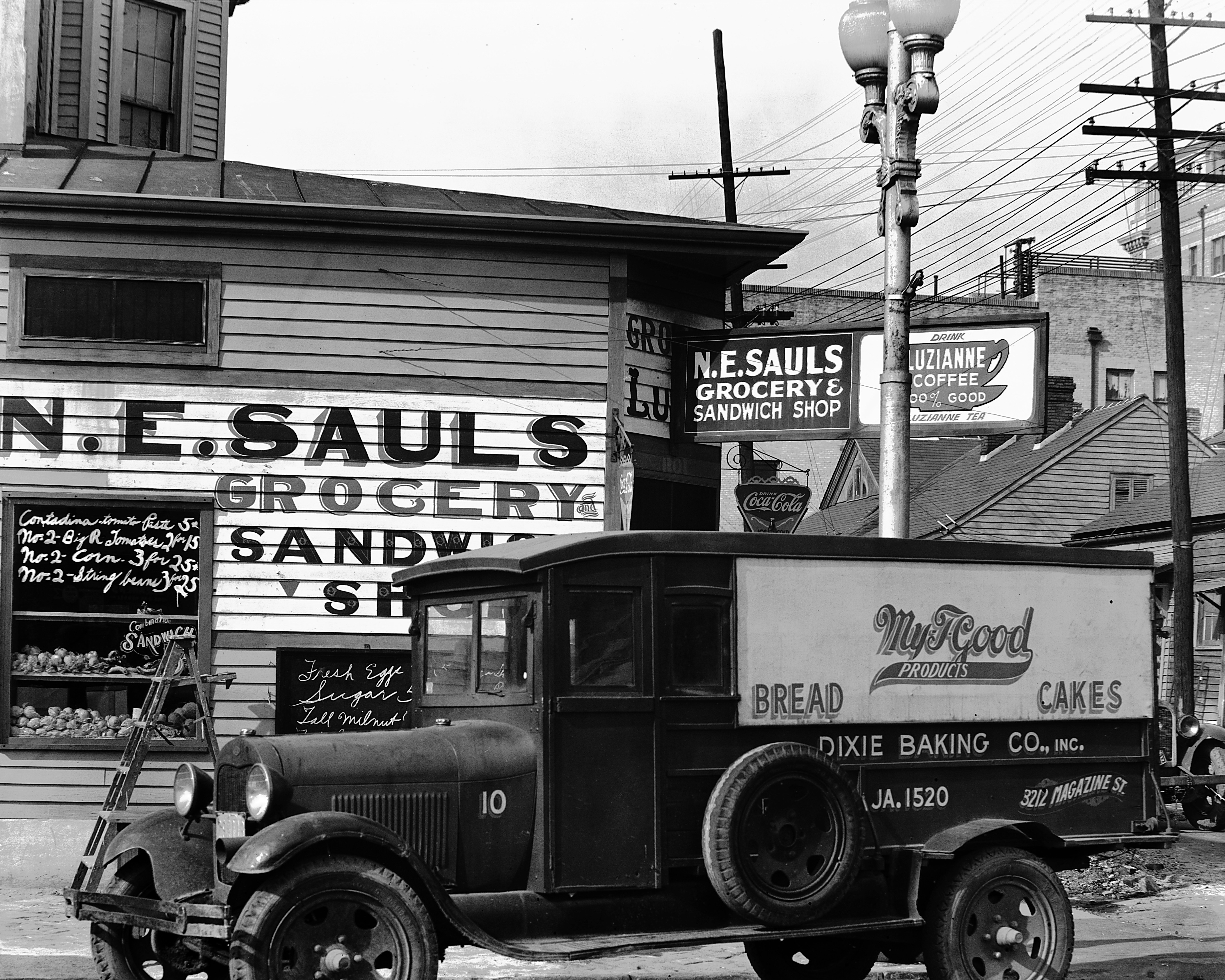 Grocery store with delivery truck