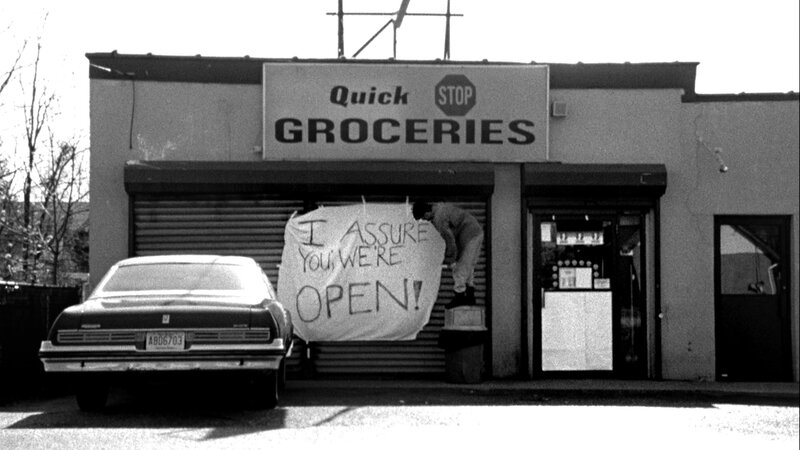 Grocery store with open sign