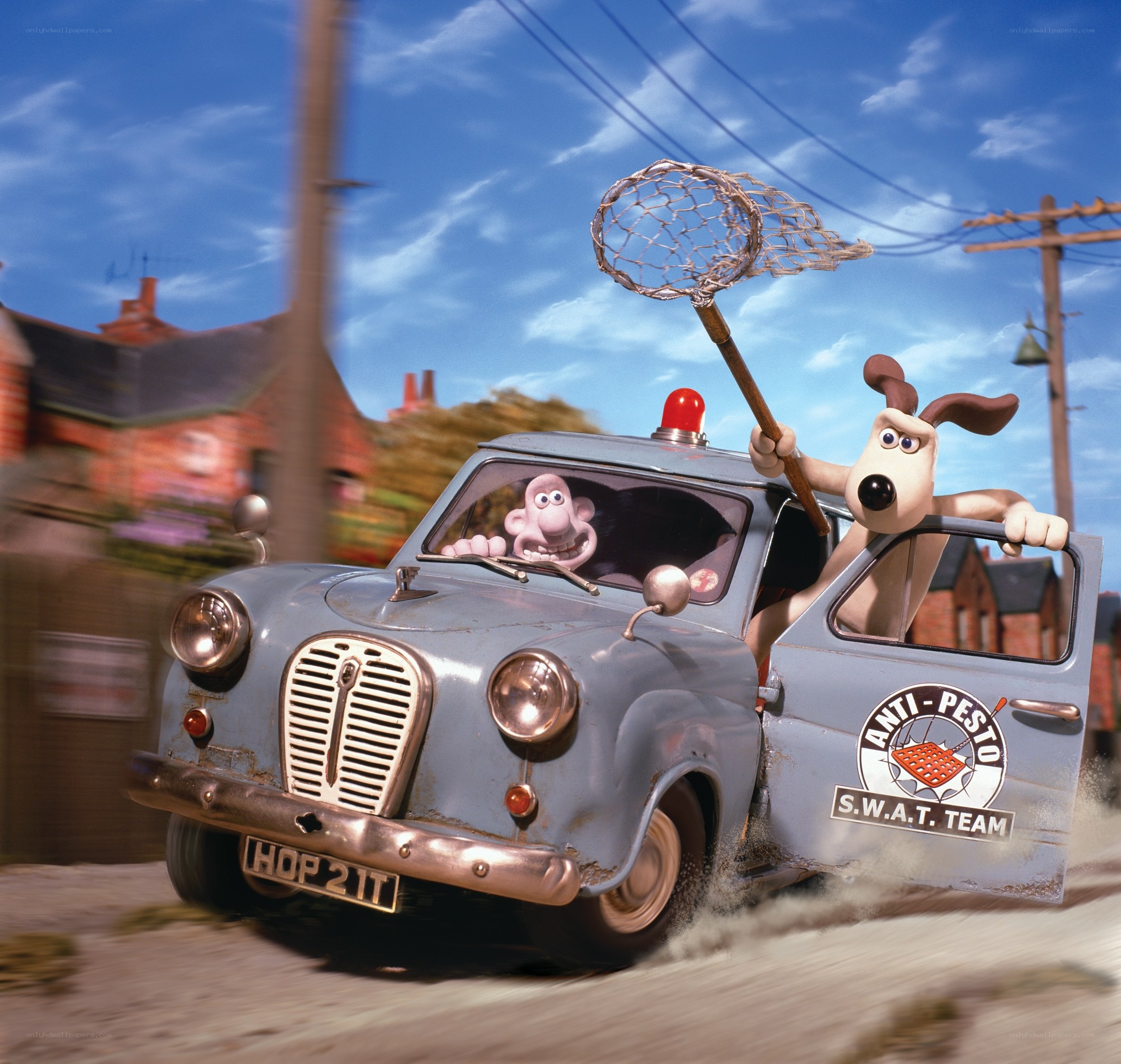 Gromit and Wallace in a car